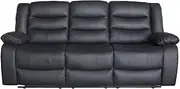 3 Seater Recliner Sofa in Faux Leather Lounge Couch in Black