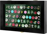 Silipull 40 Golf Ball Marker Display Case Full Magnetic Backing 15.5" W x 9.5" H Wall Mount Wooden W/98% UV Acrylic Door Lockable Storage Display Box for Ball Marker Collection (Black)