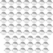 VGOL 60PCS 18mm Pendant Trays Flat Round Cabochon Blanks with Double Loop for DIY Earring Pendant Necklace Bracelet Jewelry Making DIY Crafts Stainless Steel Silver