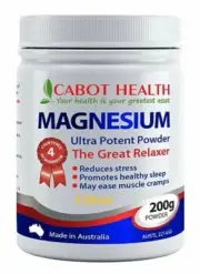 New Cabot Health Magnesium Ultra Potent Powder Citrus 200g Relaxer of Cramps