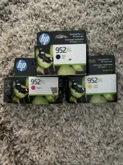 New 3 Pack HP 952XL Black Yellow Magenta Ink Cartridges