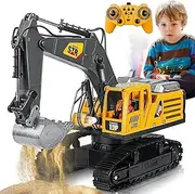 Toy for RC Excavator for Boys, Metal Shovel for 14K RC Excavator, 2.4GHz with Sound Spray, Building Toy RC 680° Rotation for Boys Gift