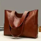 Vintage Large Tote Bag, Retro Vegan Leather Shoulder Bag