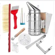 Stainless Steel Beekeeping BeeHive Smoker Kit Heat Shield Protection Scraper Set