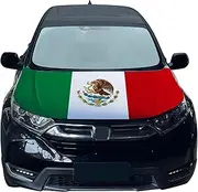 Mexico Hood Cover - 59x51 in Car Flag Bonnet Banner with 2 Pack Adjustable Triangular Fasteners