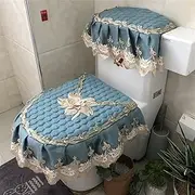 TULKUCBZBP 3pcs Fabric Lace Bathroom Toilet Seat Cover with ZippThick Washable Comfortable Closes Tool Protector Cover Elastic Reusable Toilet seat(2)