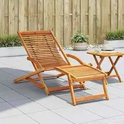 Acacia Wood Deck Chair with Footrest, Outdoor Lounge Gravity Recliner for Lawn, Camping & Patio - Foldable Seating for Adults