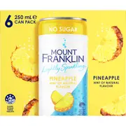 Mount Franklin Sparkling Water Cans Pineapple 250mL x 6 pack