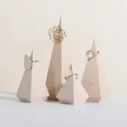 4pcs Beige Jewelry Ring Display stands for selling, Wood Ring cone holders, R...