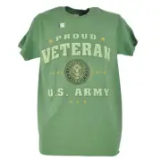 United States US Army Proud Veteran Military Green Crew Neck Tshirt Tee Small