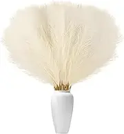 50PCS Faux Pampas Grass, 21.6"/55cm Short Artificial Pompous Grass Floral Fake Pompas Grass Branches Vase Filler Flower Arrangement for Home Wedding Boho Decor, Beige