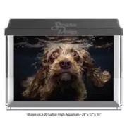 Brown Spaniel Dog Swim Polyester Fish Tank Glass Backdrop Aquarium Background