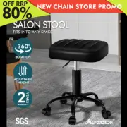 ALFORDSON Salon Stool Square Swivel Barber Hair Dress Chair Gas Lift All Black