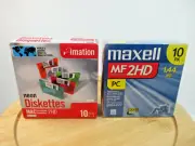 mixed lot 2 sealed new packs Maxell MF2HD Floppy disks & Imation diskettes