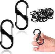 20 PCS Small Carabiner Zinc Alloy Snap Hook, S Shaped Double Carabiner Keychain Clip, Zipper Locks for Backpacks Carabiner Clip for Camping Traveling Fishing Outdoor Sports