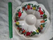 Vintage Veggie Tray Sectioned Chip & Dip Server Vegetables Platter 12” MCM