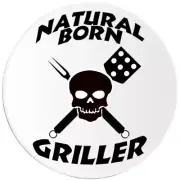 Natural Born Griller - 25 Pack Circle Stickers 3 Inch - BBQ Grill Father's Day