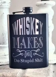 Stainless Steel Liquor Hip Flask, Laser Engraved With Funnel, Funny Whiskey