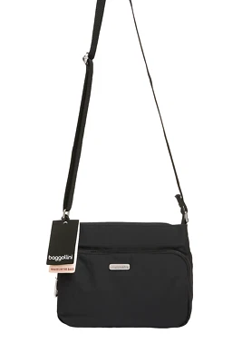 NWT Baggallini Joey Large Crossbody Bag Black Nylon Travel Purse RFID $78 MSRP