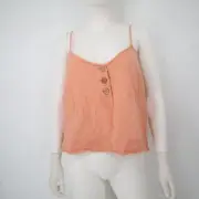NWT Rip Curl Classic Surf Cami Ladies M Orange Button Front Top Blouse Shirt