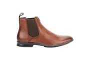 Mens Hush Puppies Chelsea Extra Wide Tan Burnish Leather Slip On Work Boots