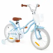 Costway 36cm Bike Training Bicycle w/Detachable Training Wheels & Adjustable Saddle Boys Girls Balance Bike Blue