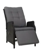 [Gardeon] Wicker Outdoor Garden Recliner Chair in Black
