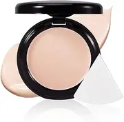 Apooliy Powder Foundation,Long Wear Full Coverage Foundation with Sponge,Flawess Demi-Matte Finish,Brighten Correcting Color