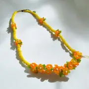 Vintage Lucite Flower Fruit Salad Necklace With Original Tags