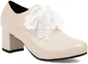 [IKOFLYE] Women's Lace Up Daily Work Dress Oxfords Patent Leather Mid Heel Chunky Pumps Wingtip Brogue Shoes Black