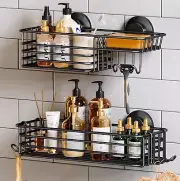 TAILI Shower Caddy Suction Cup 2 Pack with Hooks and Soap Holder, Heavy Duty Sho