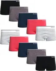 [Reebok] Women's Boy Shorts Underwear - 10 Pack Stretch Performance Boyshort Panties - Seamless Underwear for Women (S-XXL)