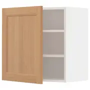 METOD wall cabinet with shelves, white/Vedhamn oak, 60x37x60 cm