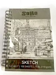SOHO Urban Artist Sketch Pad, 5.5” X 8.5” 100 Sheets 75lb Spiral Bound Drawing