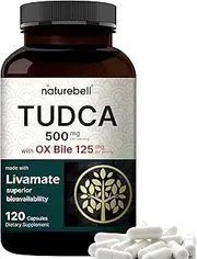 TUDCA 250mg with Black Pepper Extract, 60 Capsules, High Absorption | Bitter Taste | Livamate Bile Salts TUDCA | Promotes Liver Cleanse, Detox & Repair | Third Party Tested by Naturebell