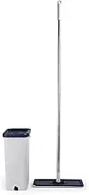 Beldray LA030223FEU7 Deep Clean Flat Mop & Bucket Set, Dual Compartment Self-Wringing Dirt Scraper 5.5L Bucket, Washable/Reusable Microfibre Head, Wood/Vinyl/Tile Hard Floor Cleaning