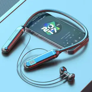 楓林宜居 200毫安大電池掛脖藍牙電量顯示無線頸掛式藍牙耳機可插卡運動雙