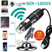 8 LED 500X-1600X WIFI USB Digital Microscope Endoscope Magnifier Camera w/ Stand