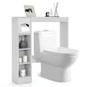 Giantex Over Toilet Storage Cabinet Bathroom Space Saver Toilet Shelf w/Paper Holder White