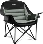 Youtanic Oversized Camping Chair, Portable Folding Camping Chairs with Side Pocket, Cup Holder and Carry Bag, Heavy Duty Outdoor Camping Chairs for Adults, Fishing, Sports, Trip, up to 400lbs, Style 4
