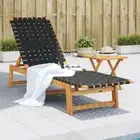 vidaXL Sun Lounger with Table Black Solid Wood Acacia and Fabric BMG