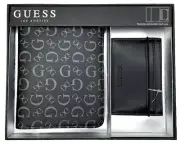 GUESS PASSPORT TRAVEL WALLET ID HOLDER COVER & CARD CASE Black Logo BNWT GENUINE