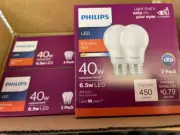 Philips 462176 6.5A19/LED/827 120V Soft White 2700K LED Light 4 boxes 8 bulbs!