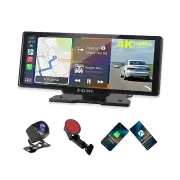 Portable Carplay Screen for Car with 4K Dash Cam & 1080P Backup Camera - Wire...