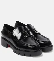 [Christian Louboutin] Christian Louboutin CL Moc Lug leather loafers AU 7.5 black