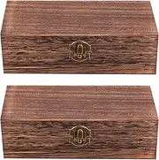 Ipetboom 2Pcs Wooden Box, Keepsake Boxes Decorative Box Wood Box Trinket Boxes Wooden Jewelry Box with Hinged Lid for Storage Boxes, Dark Color
