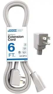 Appliance Flat Extension Cord - 6ft Heavy Duty Gray Flat Plug Extension Cord ...
