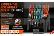 44-Piece Impact Screwdriver Set with Magnetic Bits, High Torque Hex Keys and Rack with Color Grip