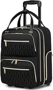 [RUCYEN] Carry-On Underseat Luggage with Wheels, Black, Elegant