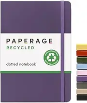 PAPERAGE Recycled Dotted Journal Notebook, (Plum), 160 Pages, Medium 5.6 inches x 8 inches - 100 GSM Thick Paper, Hardcover